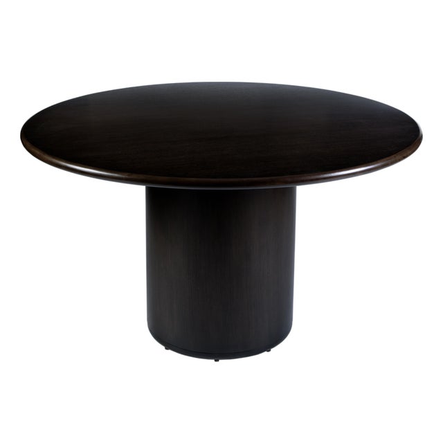 Kersten 54 In. W Round Wood Single Pedestal Base Dining Table, Coffee For Sale