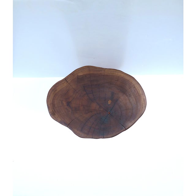 Pedestal Side Drinks Table, Natural Wood Trunk, Organic Modern Style For Sale - Image 16 of 16