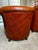 Vintage 1980s Pair of Cognac Tufted Barrel Club Chairs by Classic Leather Inc., Hickory Nc – Top Grain Leather on Brass Shepherd Casters For Sale - Image 11 of 17