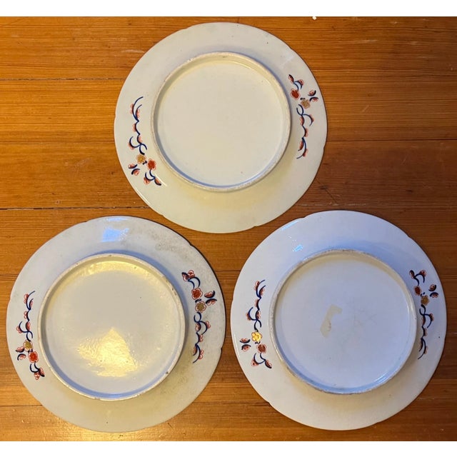 Ceramic Antique Early 19th C. Coalport Porcelain Imari Dessert Plates in the Rock & Tree Pattern 1805 - Set of 3 For Sale - Image 7 of 10