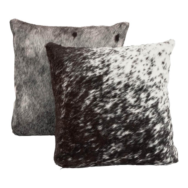 Modern Cowhide Throw Pillows, Pair For Sale