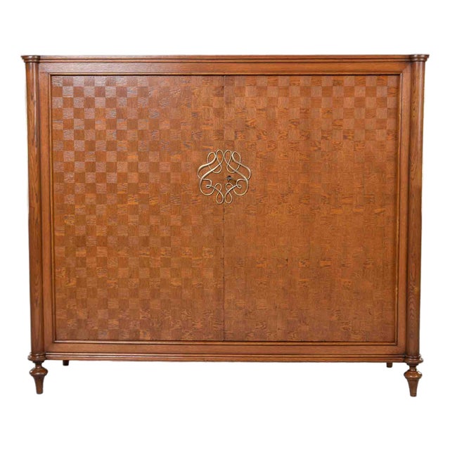 French Art Deco Cabinet With Parquetry Veneer, Attributed to Jules Leleu For Sale