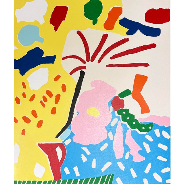 A 1980s abstract serigraph print titled "Flowers 6" by the American artist Knox Martin (1923-2022). This print features...