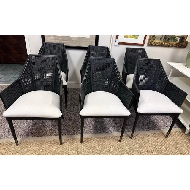 McGuire - Baker Furniture Black Cane Dining Chairs, Set of Six, Milling Road For Sale - Image 9 of 9