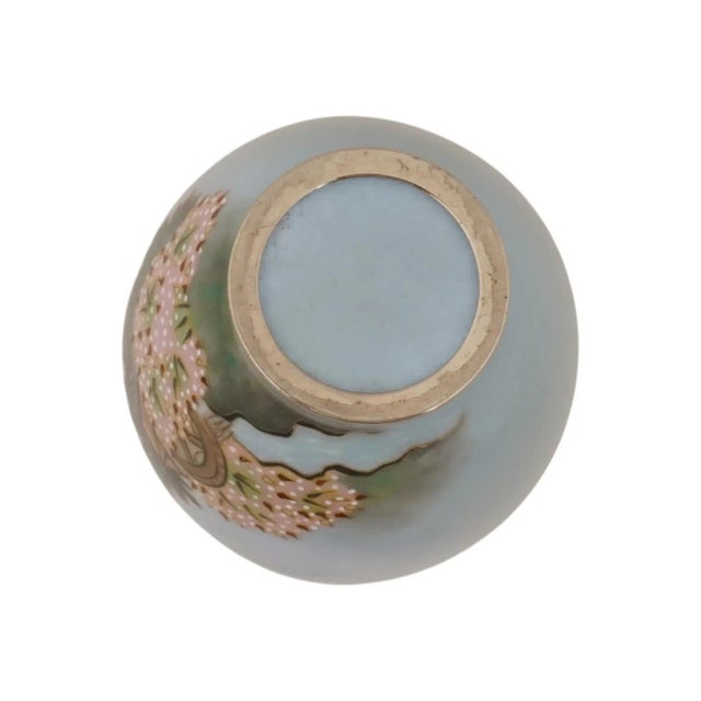 Metal Japanese Cloisonne Enamel Vase W Mount Fuji Landscape For Sale - Image 7 of 7