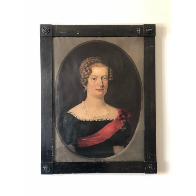 A pair of original antique oil portraits, dating from around 1870. These 19th century paintings show Baron Adam Franz...