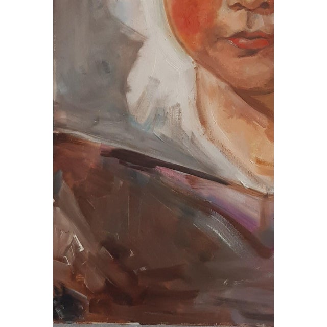 2000 - 2009 Antique Oil Painting: "Portrait of a Girl" by Ukrainian Artist Artemieva 60-40 For Sale - Image 5 of 6