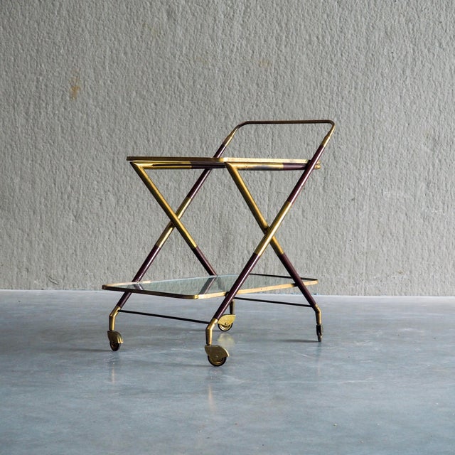 Brown Italian Bar Trolley attributed to Cesare Lacca, 1960s For Sale - Image 8 of 18