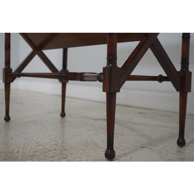 Maitland Smith Mahogany Faux Bamboo Book Trough Magazine Rack For Sale - Image 11 of 15