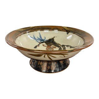 Vintage Japanese Mashiko Ware Pedestal Bowl by Takaichi Tokoi For Sale