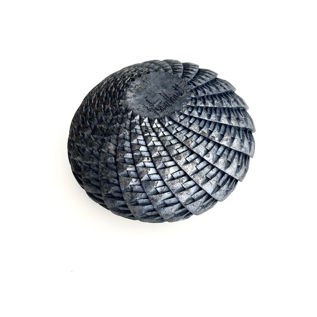 Kenneth Standhardt Round Matte Black Woven Vessel - Studio Art Pottery- Contemporary Folk Style, Pre-Columbian Influences For Sale - Image 4 of 6