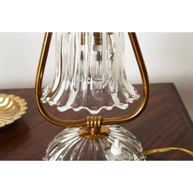 1940s Murano Glass Bell and Brass Table Lamps from Barovier, Italy, 1940s, Set of 2 For Sale - Image 5 of 16