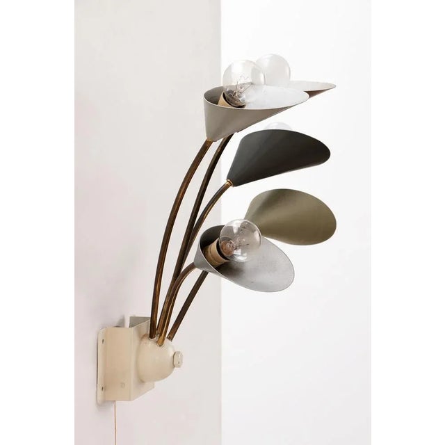 1960s Vintage Wall Lamp with 5 Lights in Brass & Metal, Denmark, 1960s For Sale - Image 5 of 9