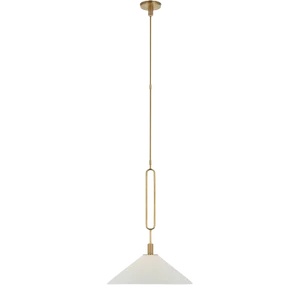 Ray Booth for Visual Comfort Signature Argo 19" Pendant in Antique Brass with Bisque Shade