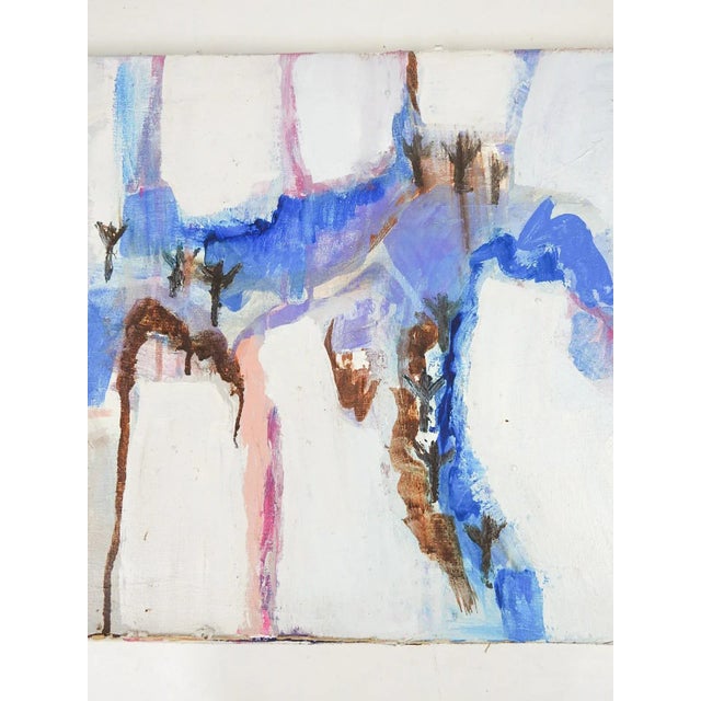 Contemporary Vintage Mid 20th Century Abstract in Blue Pink White Painting For Sale - Image 3 of 6