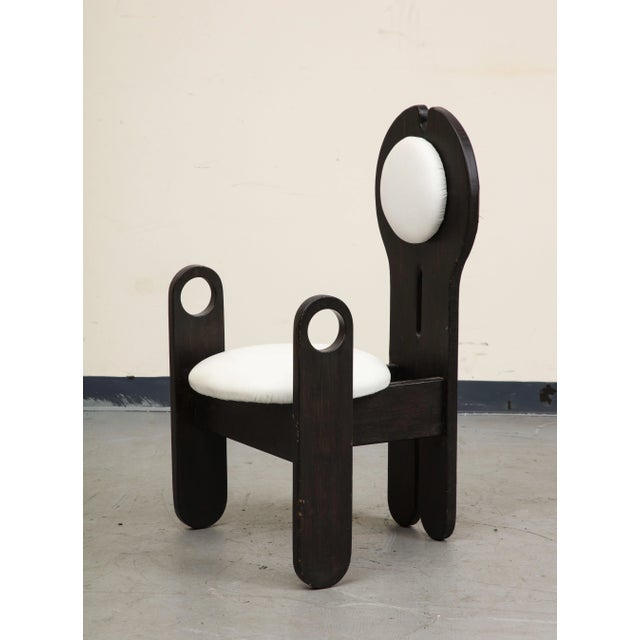 Brown Hungarian Studio White Leather and Wood Side Chair by Szedleczky Design, 1970s For Sale - Image 8 of 11