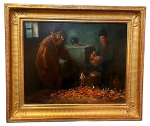Andor G. Horvath, Figures, 1890s, Oil on Canvas, Framed