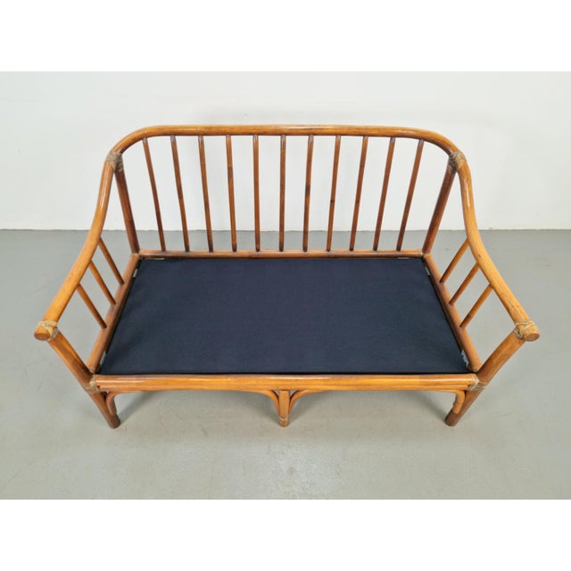 Wood Organic Modern Bamboo and Rattan Loveseat from McGuire, 1970s For Sale - Image 7 of 18