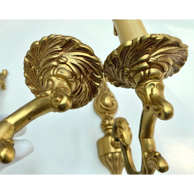 Mid-Century Bronze Wall Sconces, France, 1960s, Set of 2 For Sale - Image 4 of 6