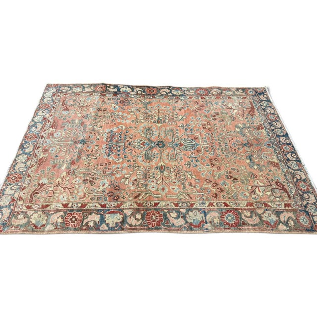1920s Antique Floral Rug | Dusty Pink With Stylized Garden Motifs 3x5 For Sale - Image 5 of 5