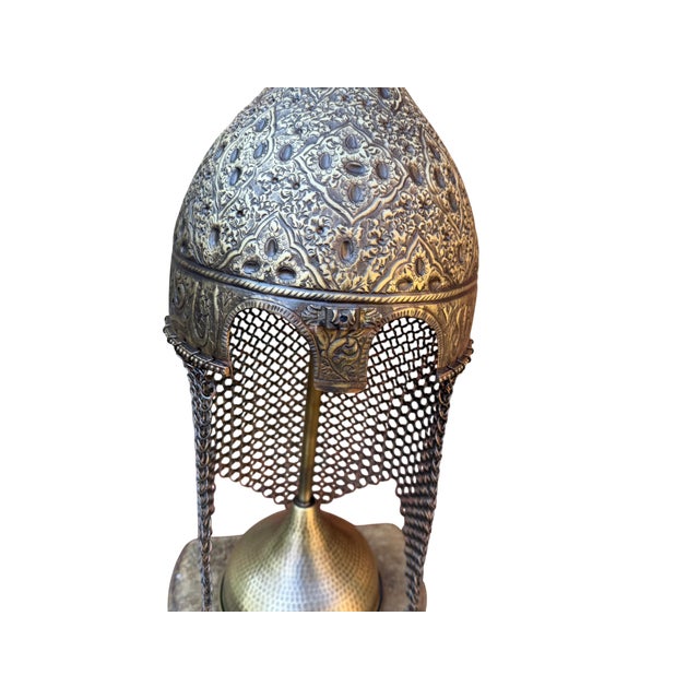 Gothic Hand Forged Historical Brass Helmet For Sale - Image 3 of 14