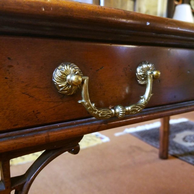 Mahogany Writing Desk With Leather Insert Top | Chairish