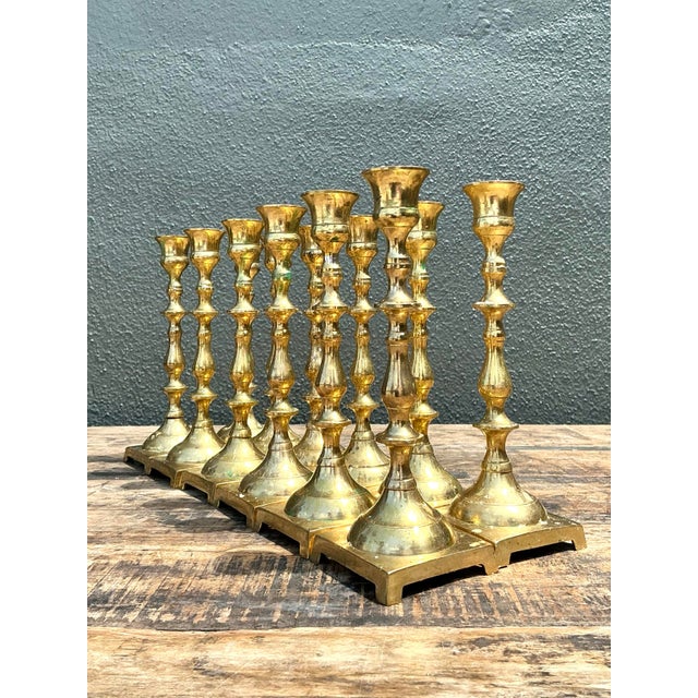 Vintage Brass Centerpiece Candles - Set of 12 For Sale - Image 12 of 12
