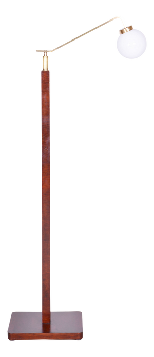 Czech Art Deco Floor Lamp in Walnut and Brass, 1930s