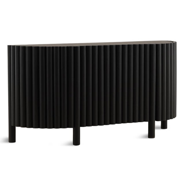 Modern striking black sideboard crafted from acacia wood and finished in a deep black tone. Distinctive fluted facade...