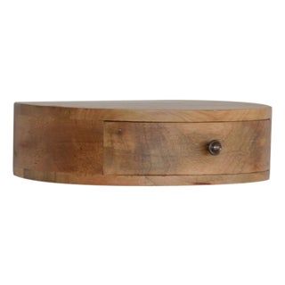 Wall-Mounted Rounded Oak-Ish Nightstand For Sale