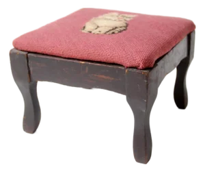 Vintage Needlepoint Cat Footstool