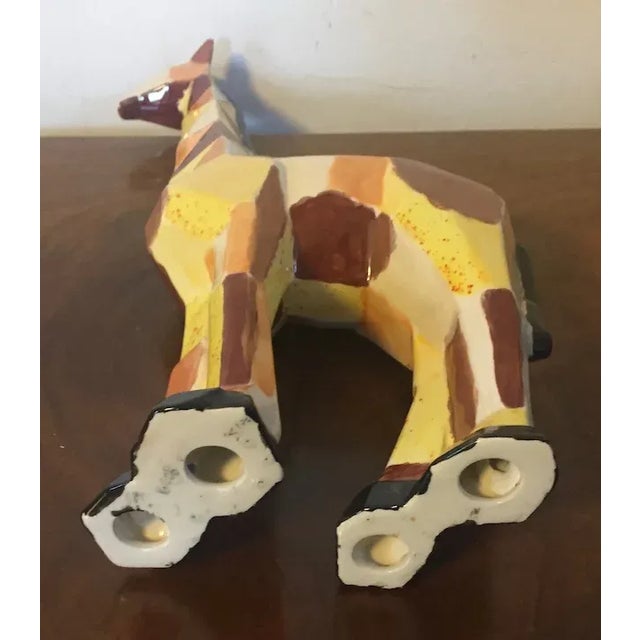 Ceramic Mid Century Modern Pottery Figure of a Giraffe with Cubist Design For Sale - Image 7 of 13