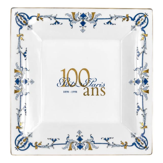 Vintage Ritz Paris Hotel 100 Year Anniversary Porcelain Ashtray Catchall Dish For Sale