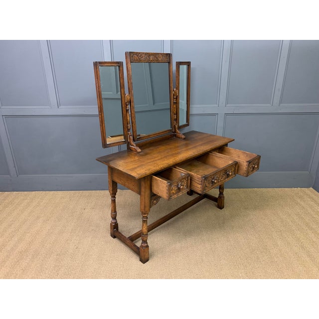 Ipswich Oak Dressing Table and Stool, 1930, Set of 2 For Sale - Image 9 of 17
