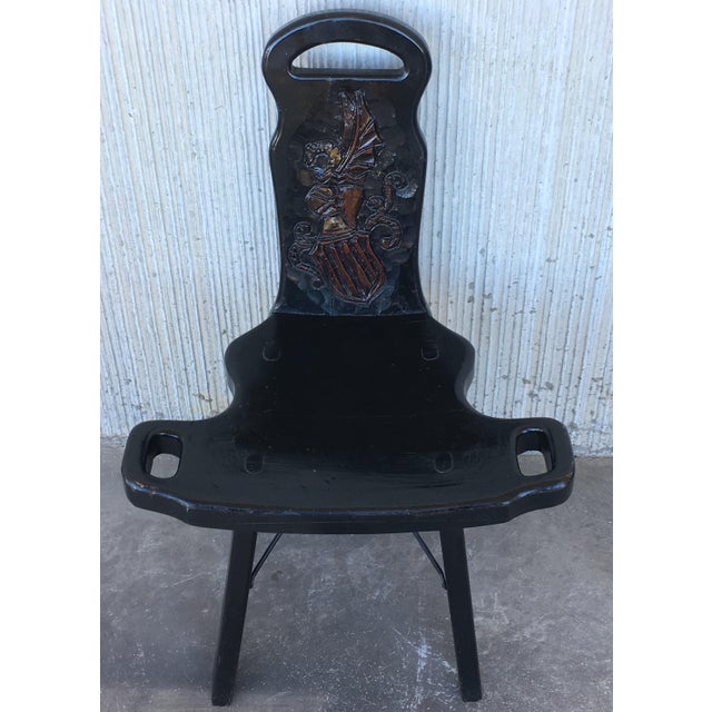 Baroque Vintage Spanish Sgabello Carved Side Chair or Stool For Sale - Image 3 of 11
