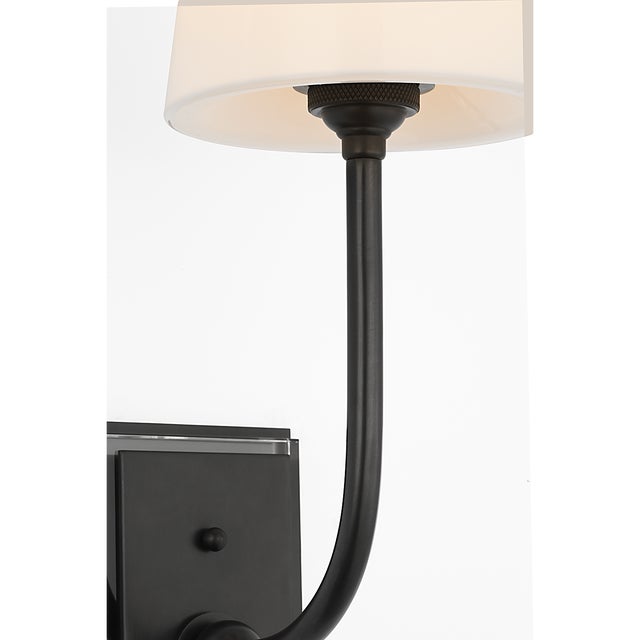 Thomas O'Brien for Visual Comfort Signature Hulton 17" Cordless Single Sconce in Bronze with White Glass Shade For Sale - Image 9 of 14