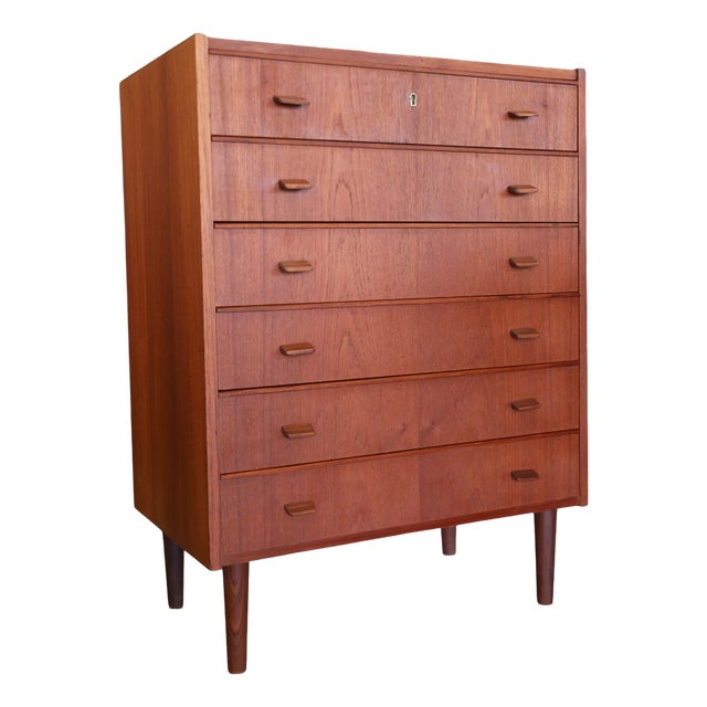 Danish Teak Chest of 6 Drawers, 1960s For Sale
