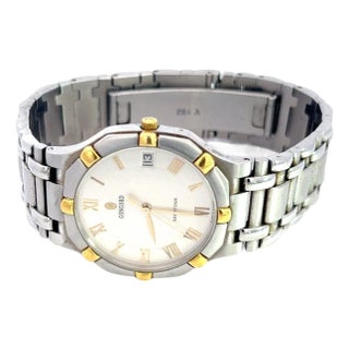 1990s Concord Estate Saratoga Roman Numerals Watch 18k Gold + Stainless Steel For Sale