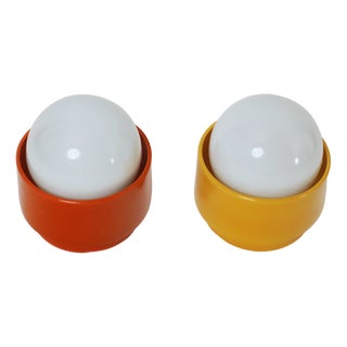 Yellow & Orange Wall Lights attributed to Traudl Brunnquell 4020, 1977, Set of 2 For Sale