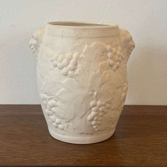 Hartstone Pottery Bacchus White Ceramic Bisque Wine Cooler / Vase With Grape Relief For Sale - Image 4 of 6