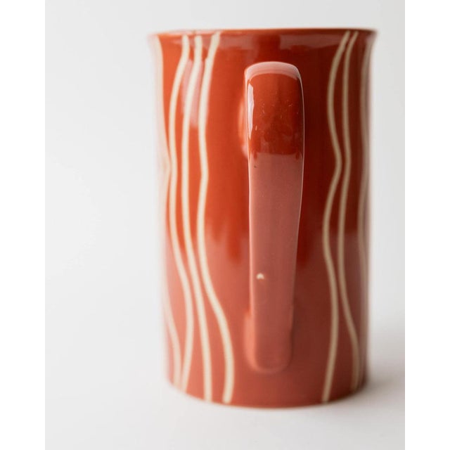 Gold Mid-Century Striped Rust Orange Ceramic Teapot with Lid and Creamer, 1970s For Sale - Image 8 of 12