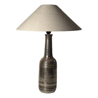 Large Stoneware Table Lamp in Silver Glaze by Bitossi for Bergboms, 1970s For Sale