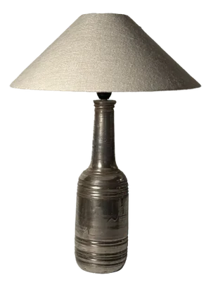 Large Stoneware Table Lamp in Silver Glaze by Bitossi for Bergboms, 1970s