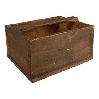 Antique Farmhouse Machinist Wood Tool Box Caddy For Sale