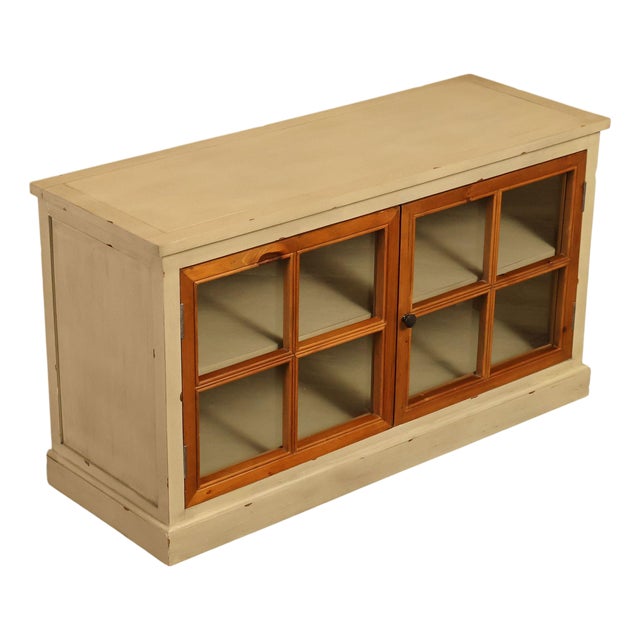 Pier 1 Imports Painted Farmhouse Style Two Tone Media Console For Sale