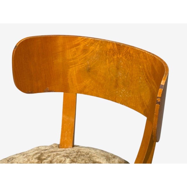 Auburn Axel Einar Hjorth, Rare Birka Chairs, Birch, Honey Sheepskin, Sweden, 1930s For Sale - Image 8 of 12