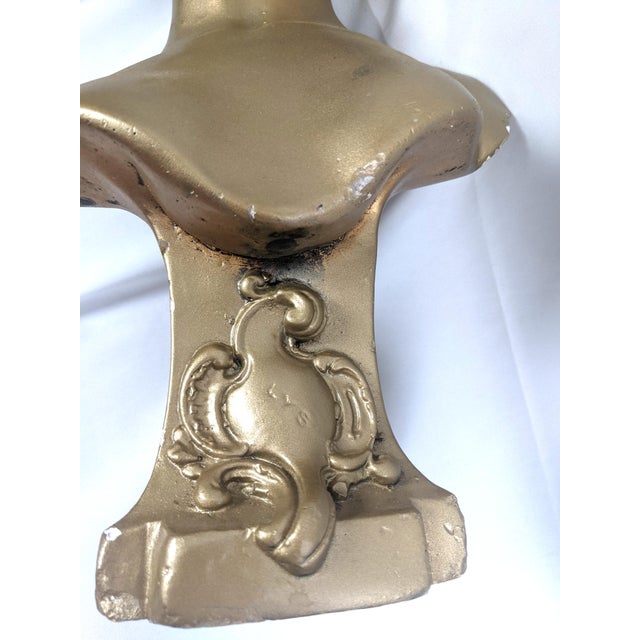 Sculpture Materials Vintage Gilt Composition Bust "Lys" After Emile Pinedo, French Art Nouveau Revival Sculpture For Sale - Image 7 of 18