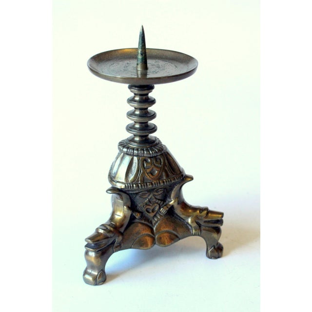 Bronze candle stick for wider candles - candle holer - vintage dimensions approx. 5.12" x 4.72" - height approx. 8.07" -...