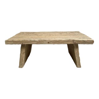 Reclaimed Elm Wood Rustic Coffee Table For Sale