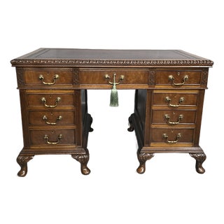 Chippendale Mahogany Pedestal Desk, 1880 For Sale